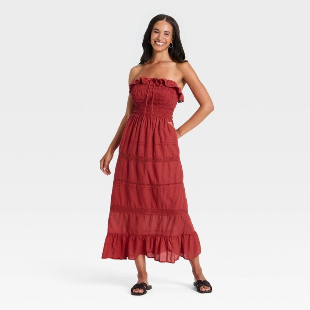Women's Cotton Maxi Pullover Sundress - Universal Thread Red L